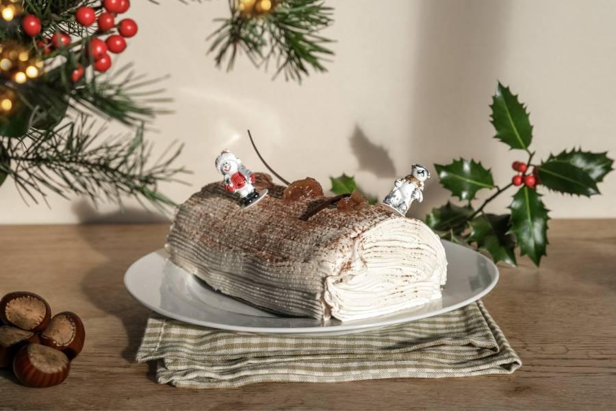 Bûche Noel marrons maison